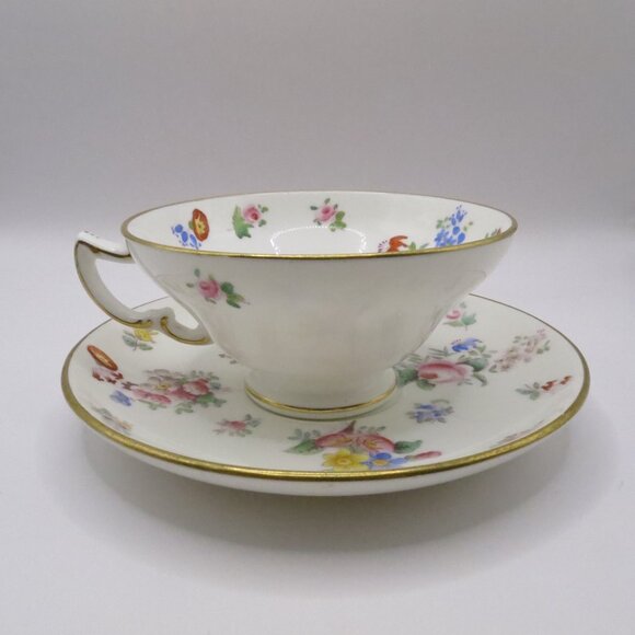 Mintons Antique Teacup and Saucer H2629 Pink Rose Blue Yellow Red Floral England - Picture 2 of 15